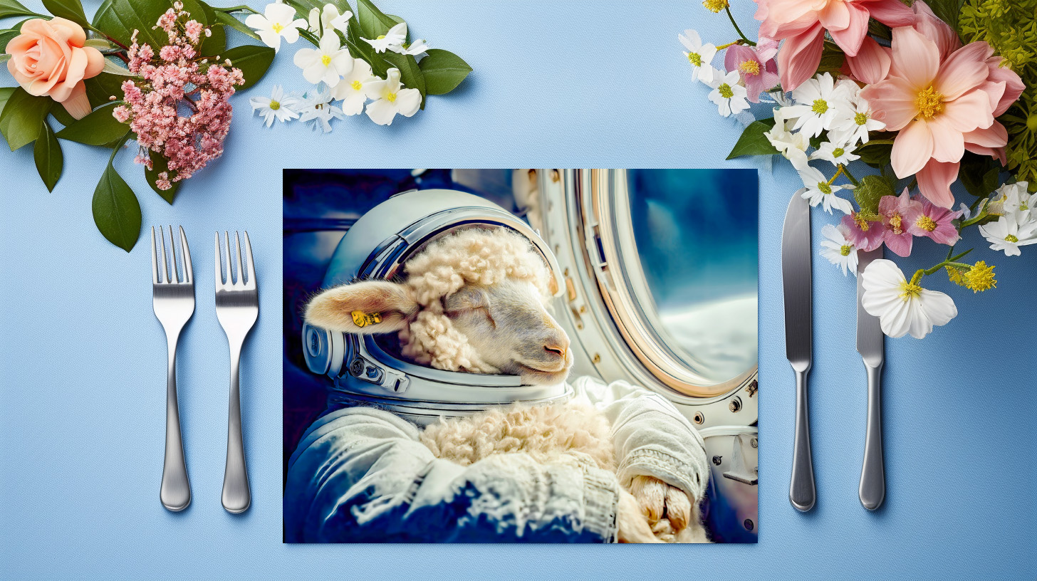 raxxa Premium-Tischset: Astronaut sheep drifting in outer space - Image 3