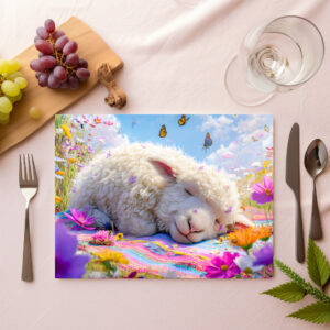raxxa Premium-Tischset: Sleeping sheep on meadow picnic blanket