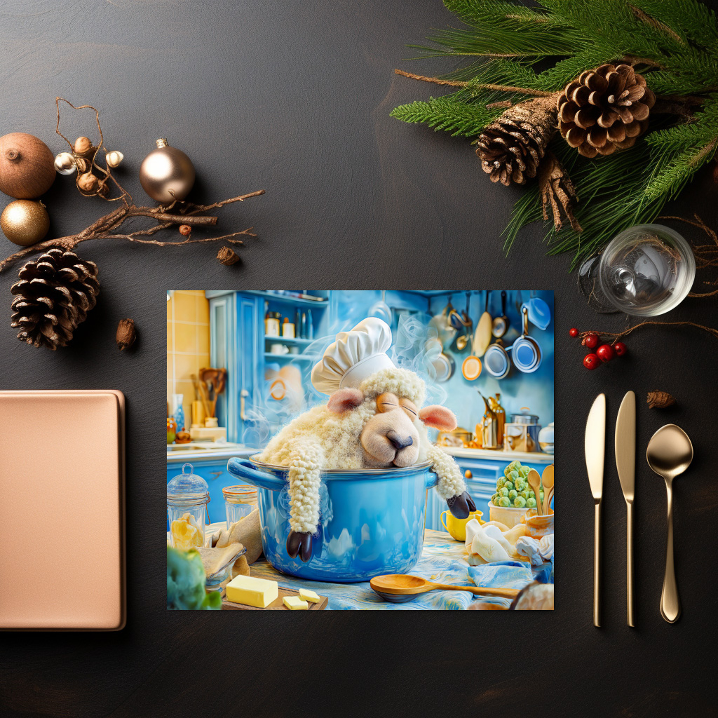 raxxa Premium-Tischset: Chef sheep sleeping in cooking pot – Bild 3