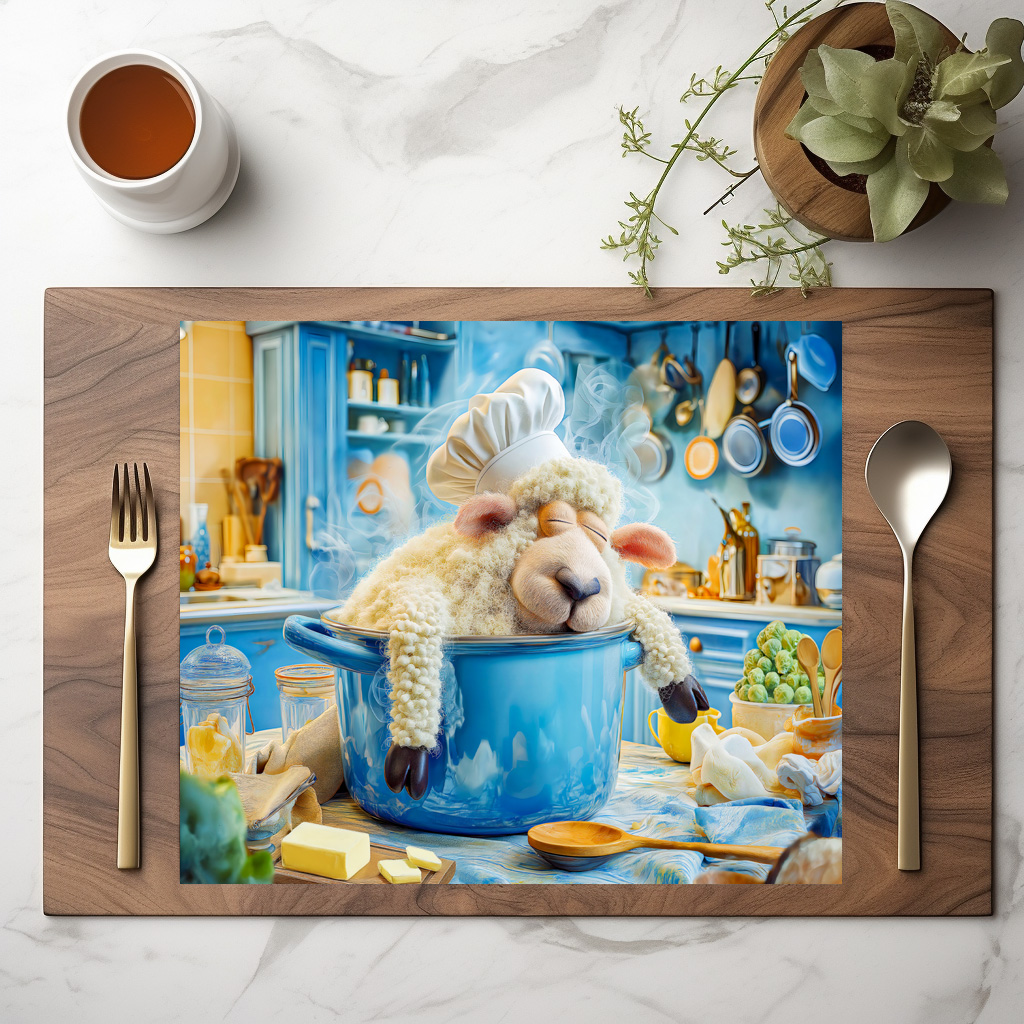 raxxa Premium-Tischset: Chef sheep sleeping in cooking pot – Bild 2