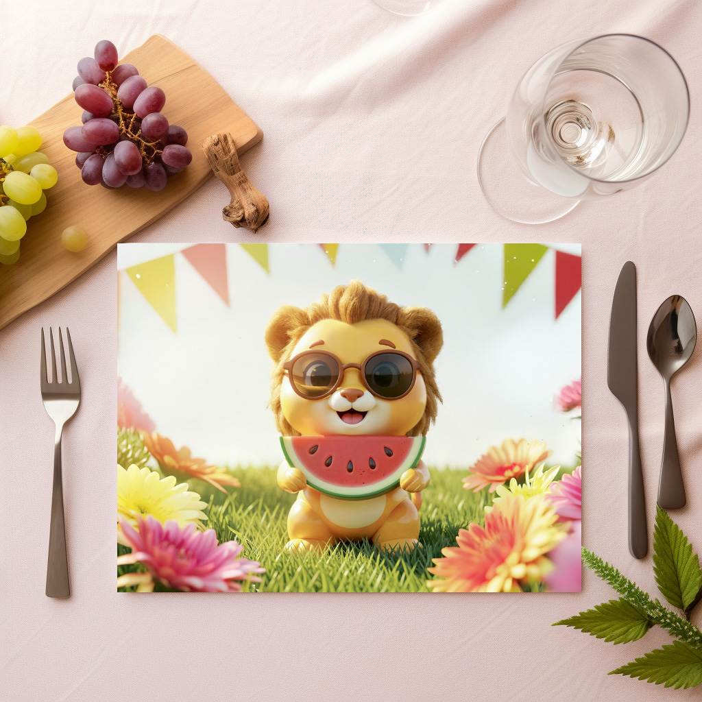 raxxa Premium-Tischset: Cute 3D Leo Zodiac Lion – Bild 2