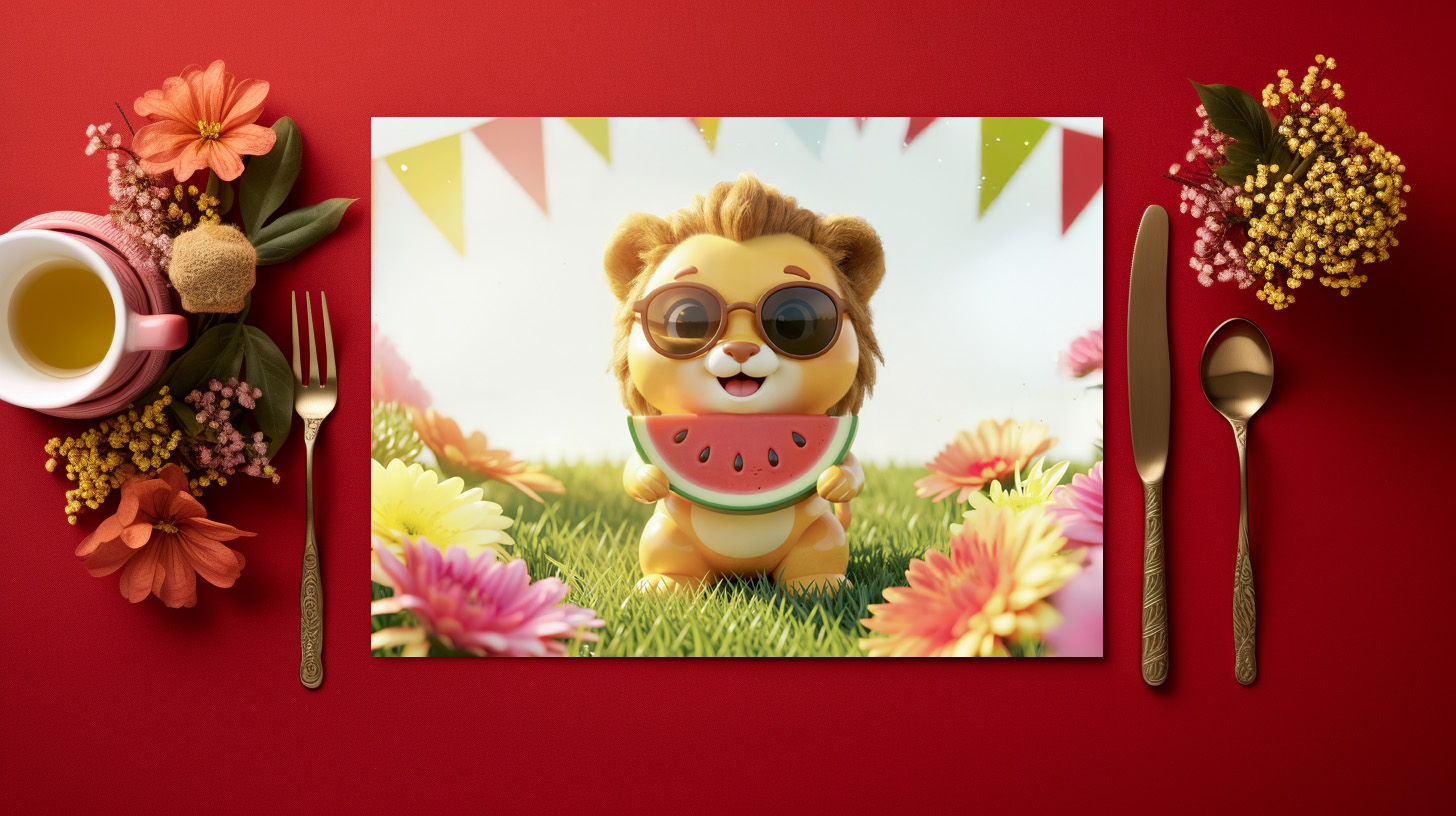 raxxa Premium-Tischset: Cute 3D Leo Zodiac Lion – Bild 3