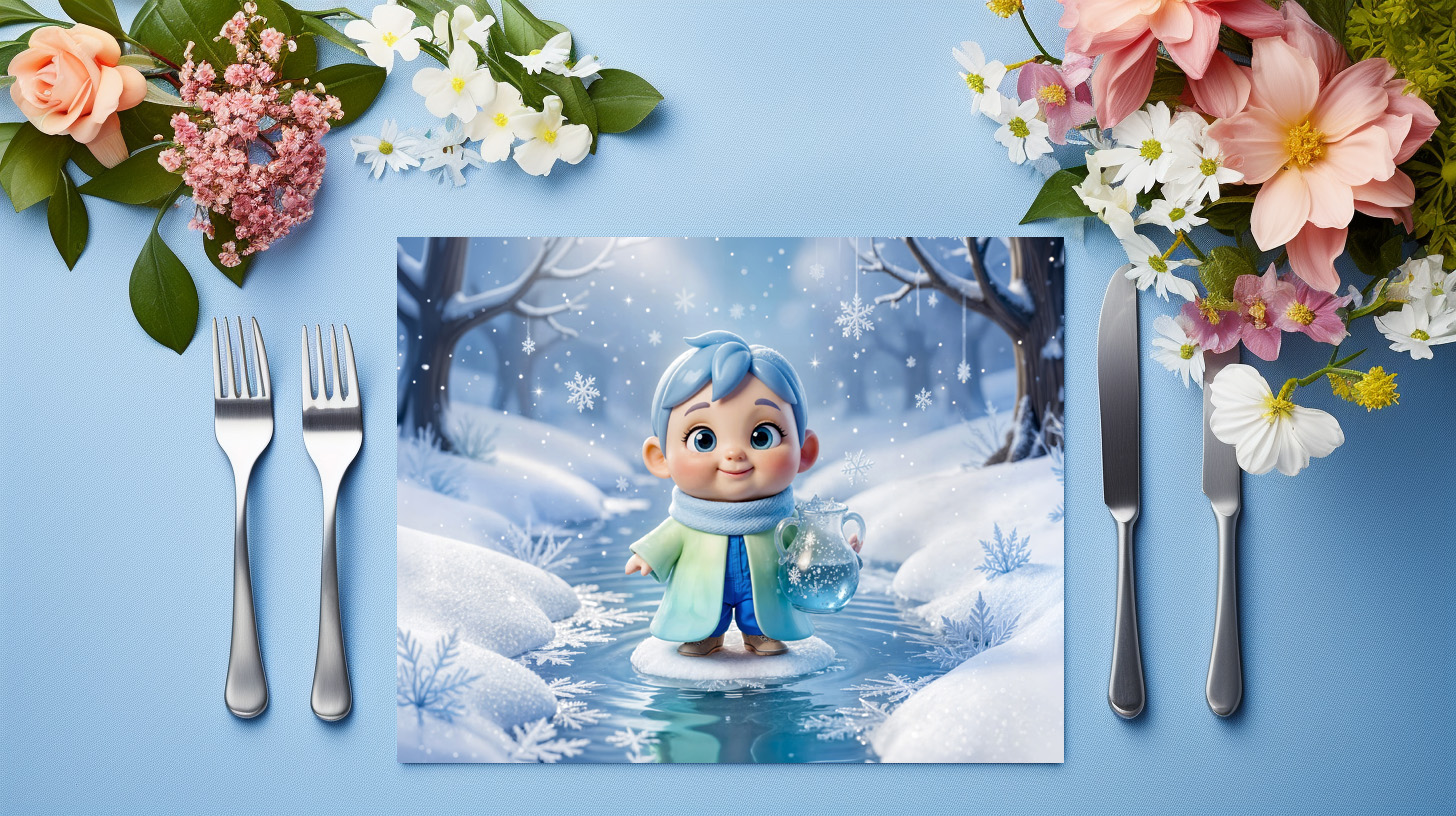 raxxa Premium-Tischset: Cute 3D Aquarius Zodiac Character - immagine 3