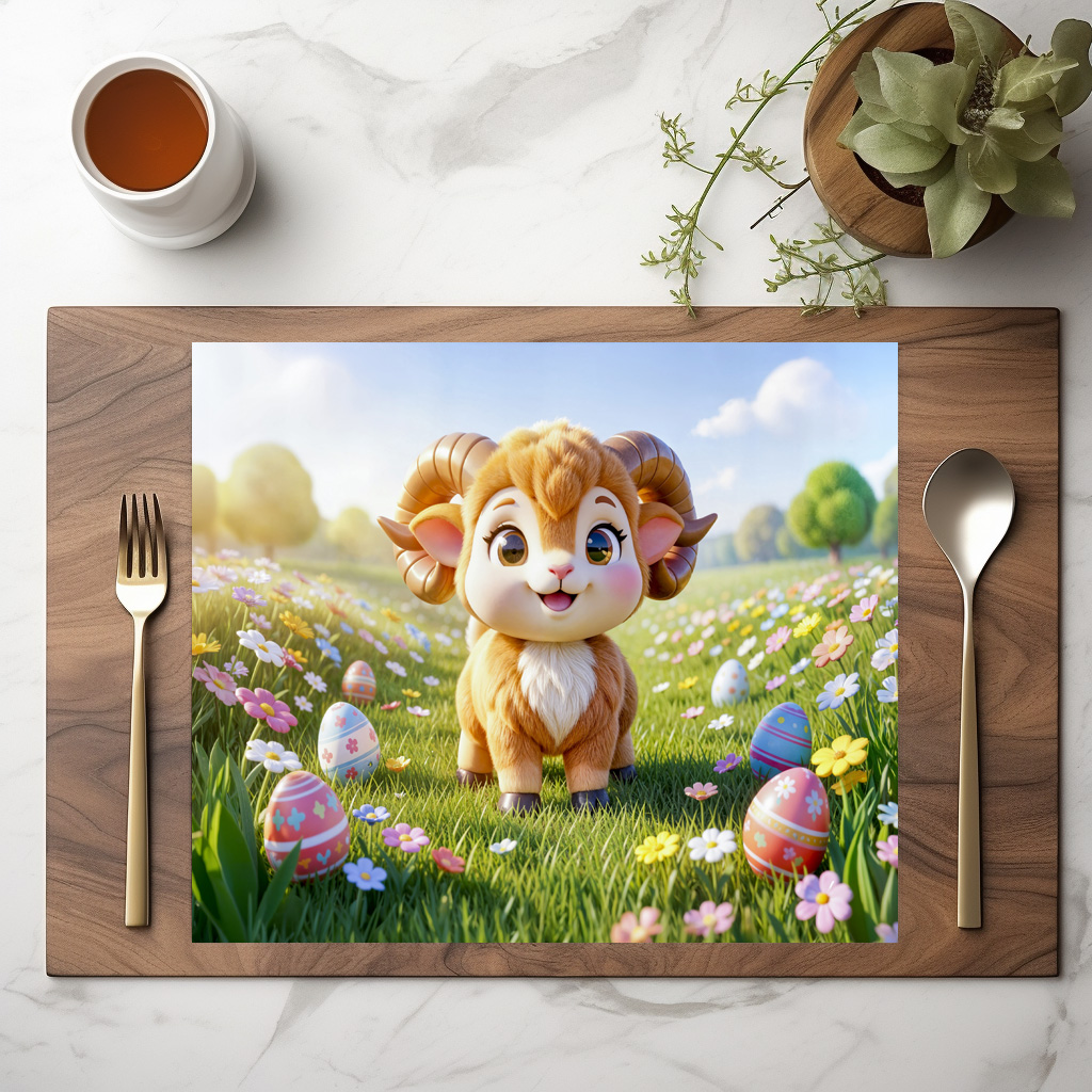 raxxa Premium-Tischset: Cute 3D Aries Zodiac Ram – Bild 2