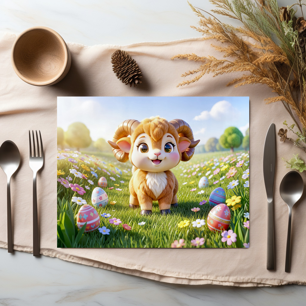 raxxa Premium-Tischset: Cute 3D Aries Zodiac Ram – Bild 3