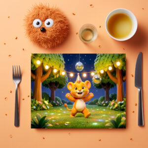raxxa Premium-Tischset: Cute 3D Leo Character Illustration