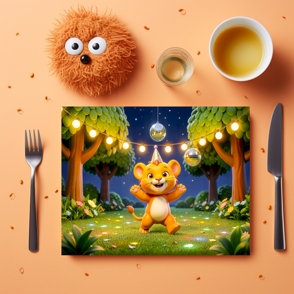 raxxa Premium-Tischset: Cute 3D Leo Character Illustration