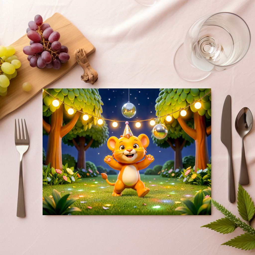 raxxa Premium-Tischset: Cute 3D Leo Character Illustration – Bild 2