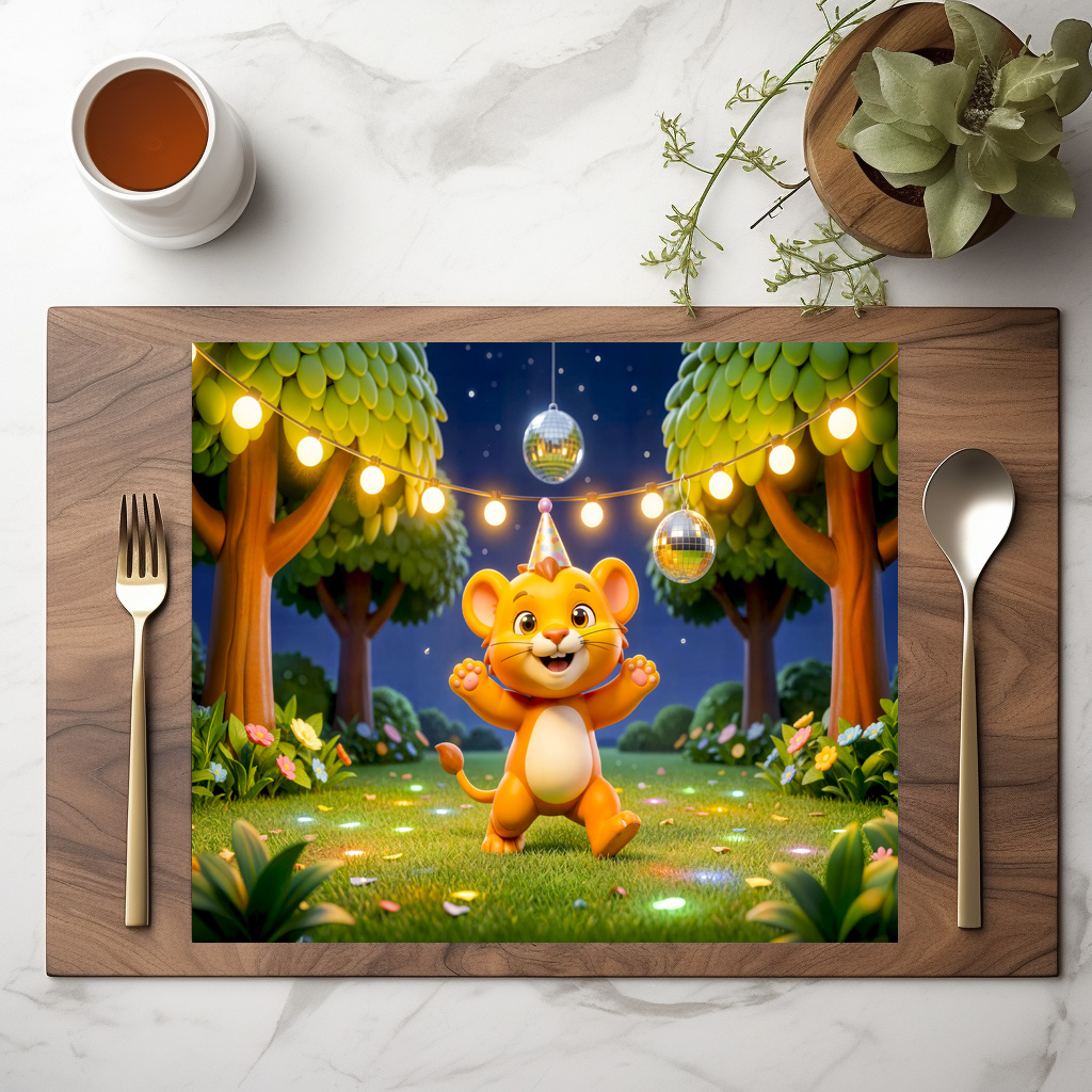 raxxa Premium-Tischset: Cute 3D Leo Character Illustration – Bild 3