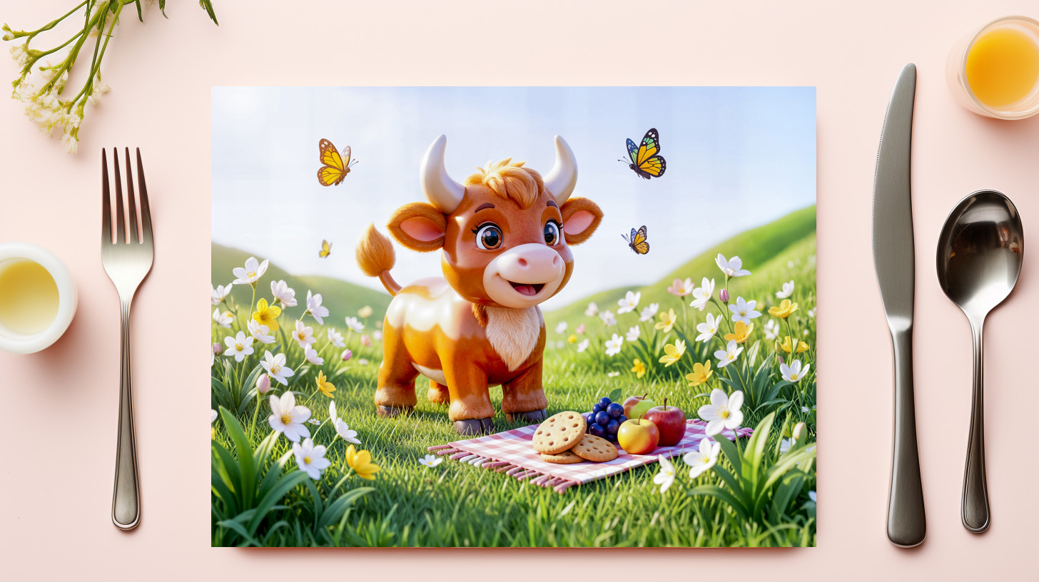 raxxa Premium-Tischset: Cute 3D Taurus Zodiac Picnic – Bild 2