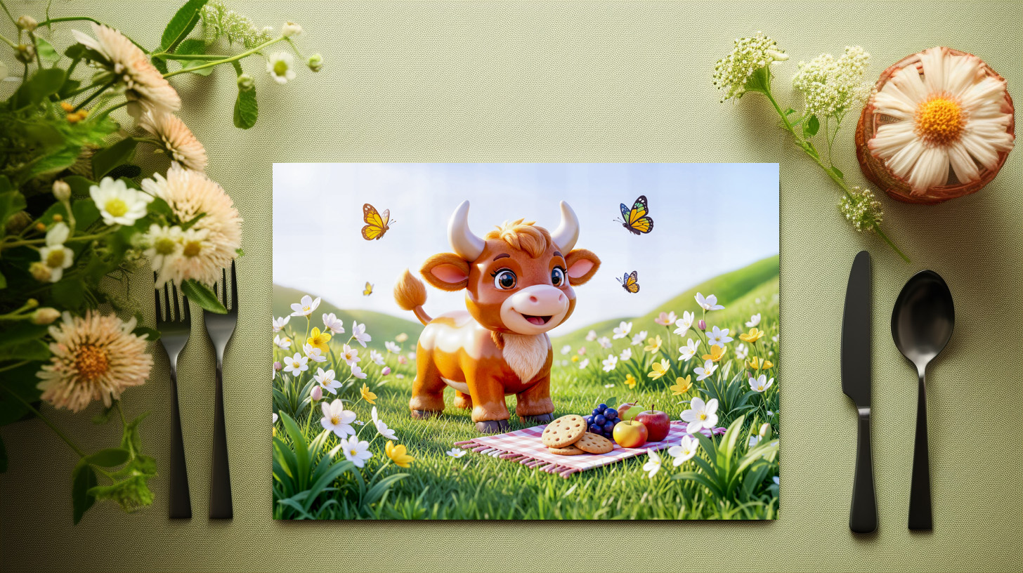 raxxa Premium-Tischset: Cute 3D Taurus Zodiac Picnic – Bild 3