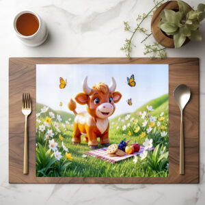 raxxa Premium-Tischset: Cute 3D Taurus Zodiac Picnic