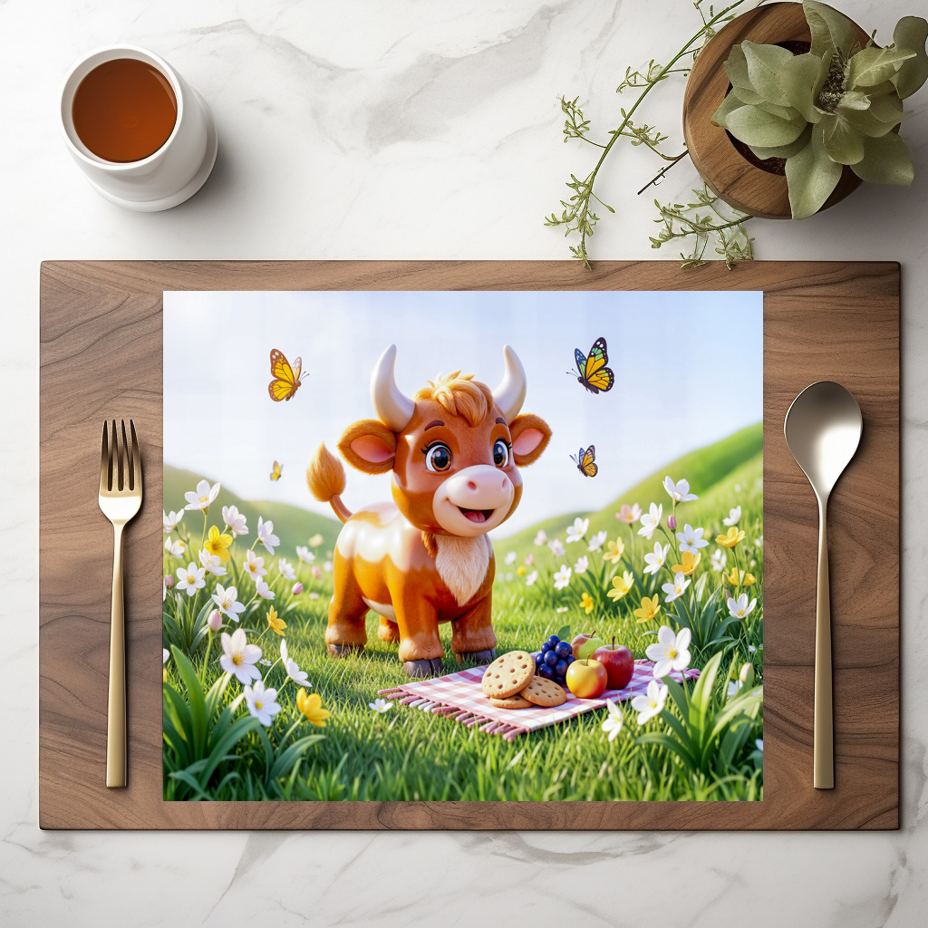 raxxa Premium-Tischset: Cute 3D Taurus Zodiac Picnic