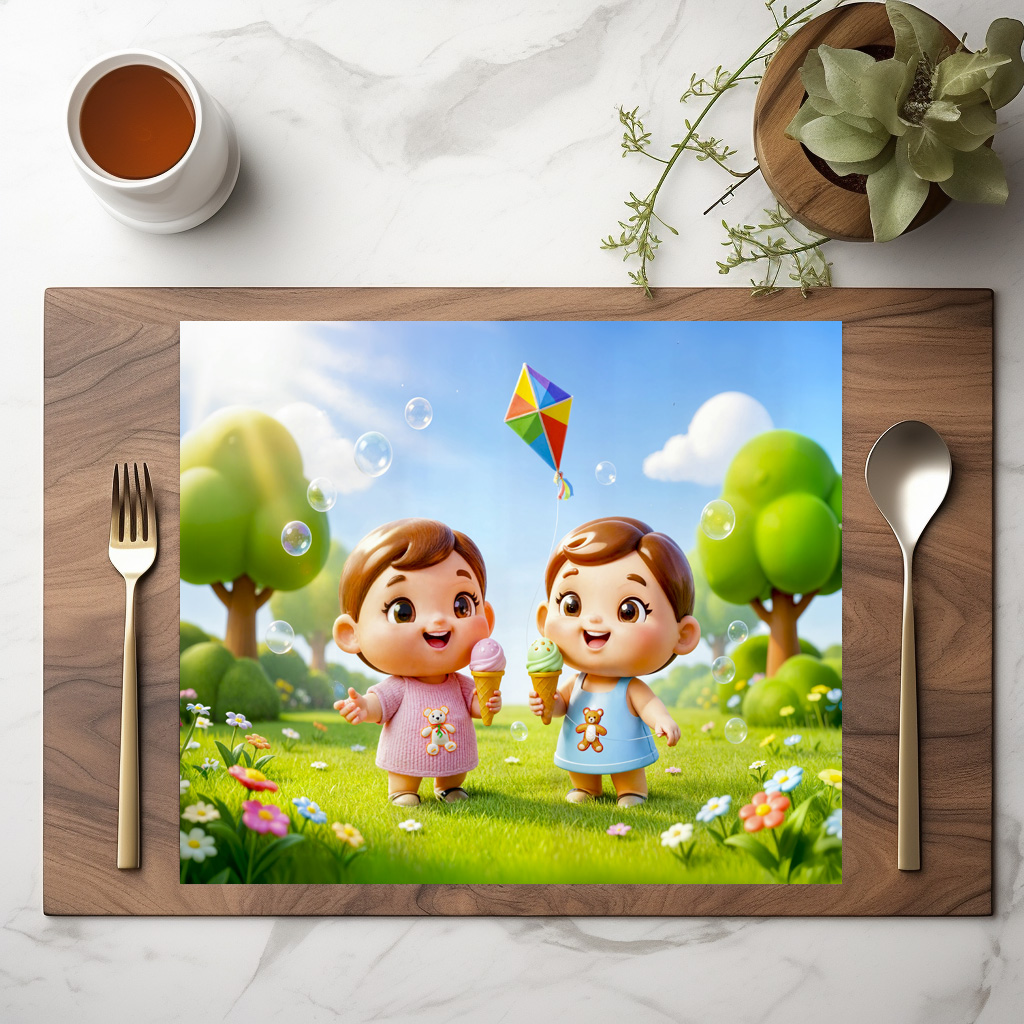 raxxa Premium-Tischset: Cute 3D Gemini Zodiac Twins – Bild 2