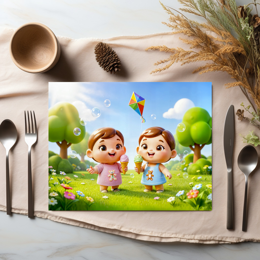 raxxa Premium-Tischset: Cute 3D Gemini Zodiac Twins – Bild 3