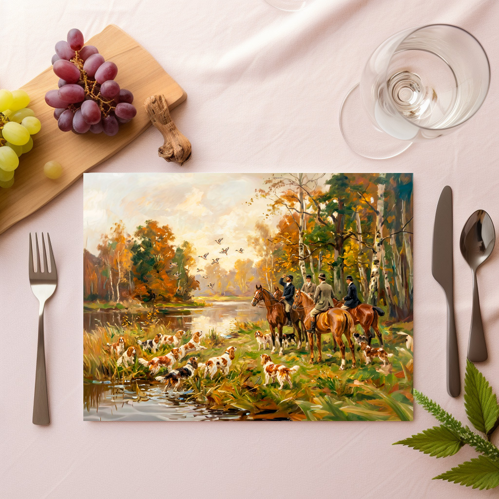 raxxa Premium-Tischset: Duck Hunt on Horseback with Spaniels