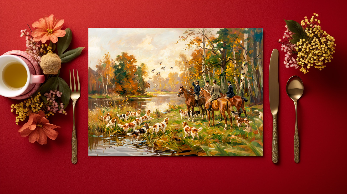 raxxa Premium-Tischset: Duck Hunt on Horseback with Spaniels – Bild 2