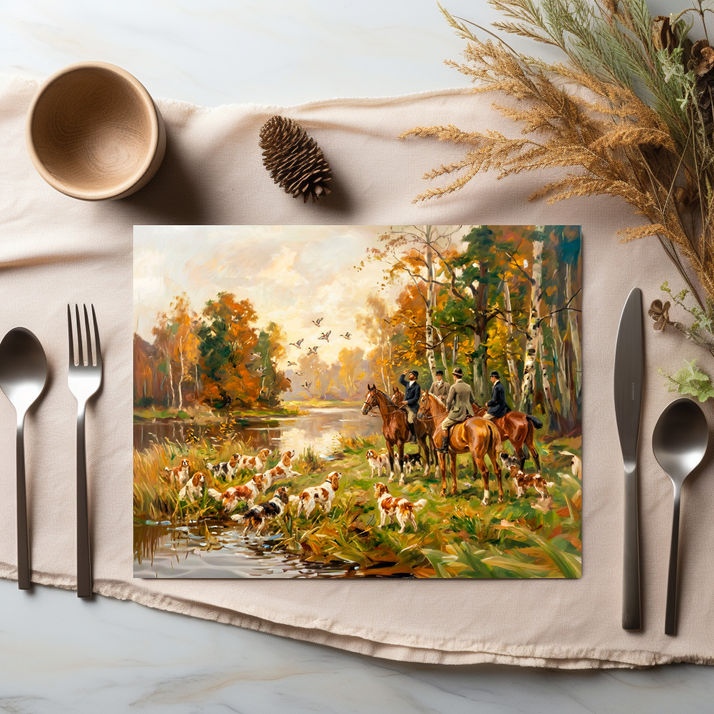 raxxa Premium-Tischset: Duck Hunt on Horseback with Spaniels – Bild 3