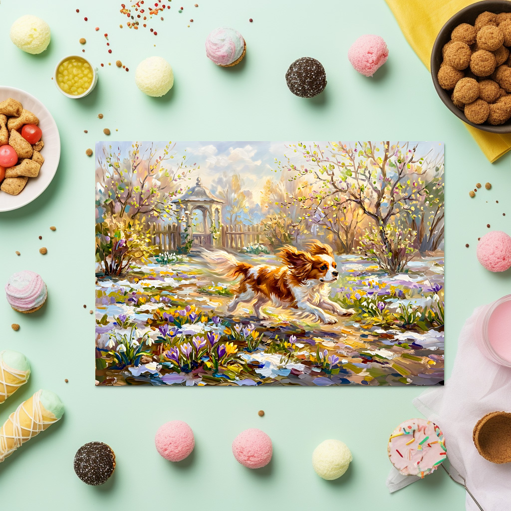 raxxa Premium-Tischset: Cavalier Spaniel in Blooming Spring Garden – Bild 3