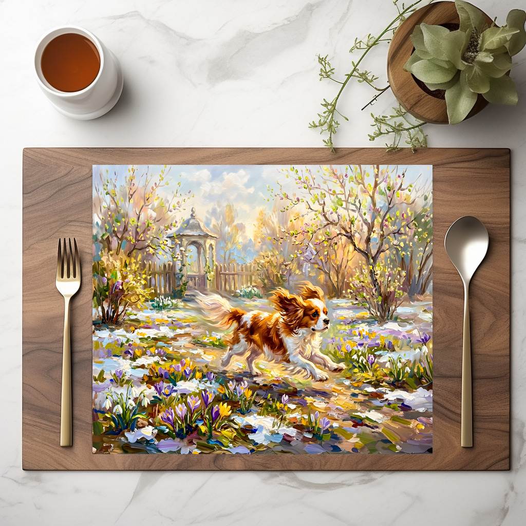 raxxa Premium-Tischset: Cavalier Spaniel in Blooming Spring Garden – Bild 2