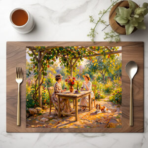 raxxa Premium-Tischset: Ladies Sharing Wine Under Garden Pergola