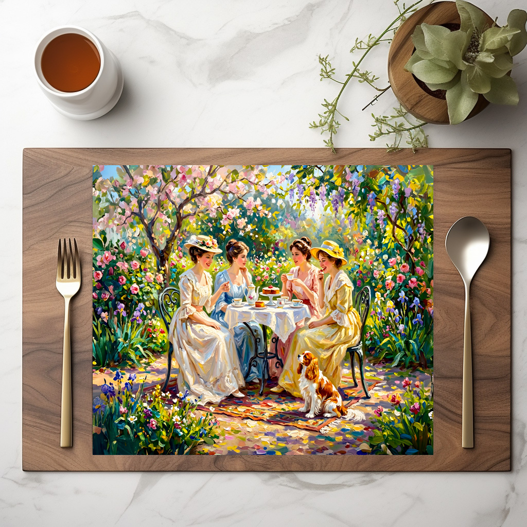raxxa Premium-Tischset: Ladies’ Garden Gathering with Cavalier Spaniel – Bild 2