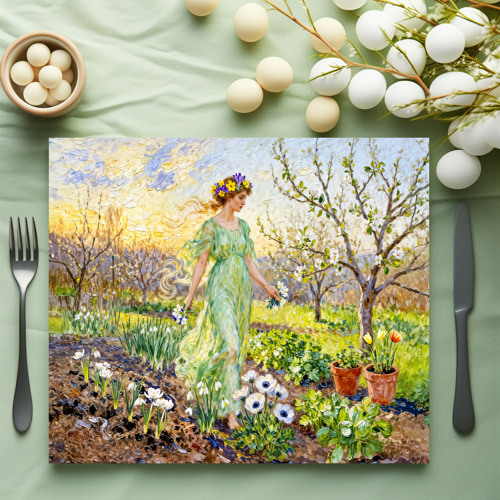 raxxa Premium-Tischset: Greek Goddess Chloris Spring Garden – Bild 2