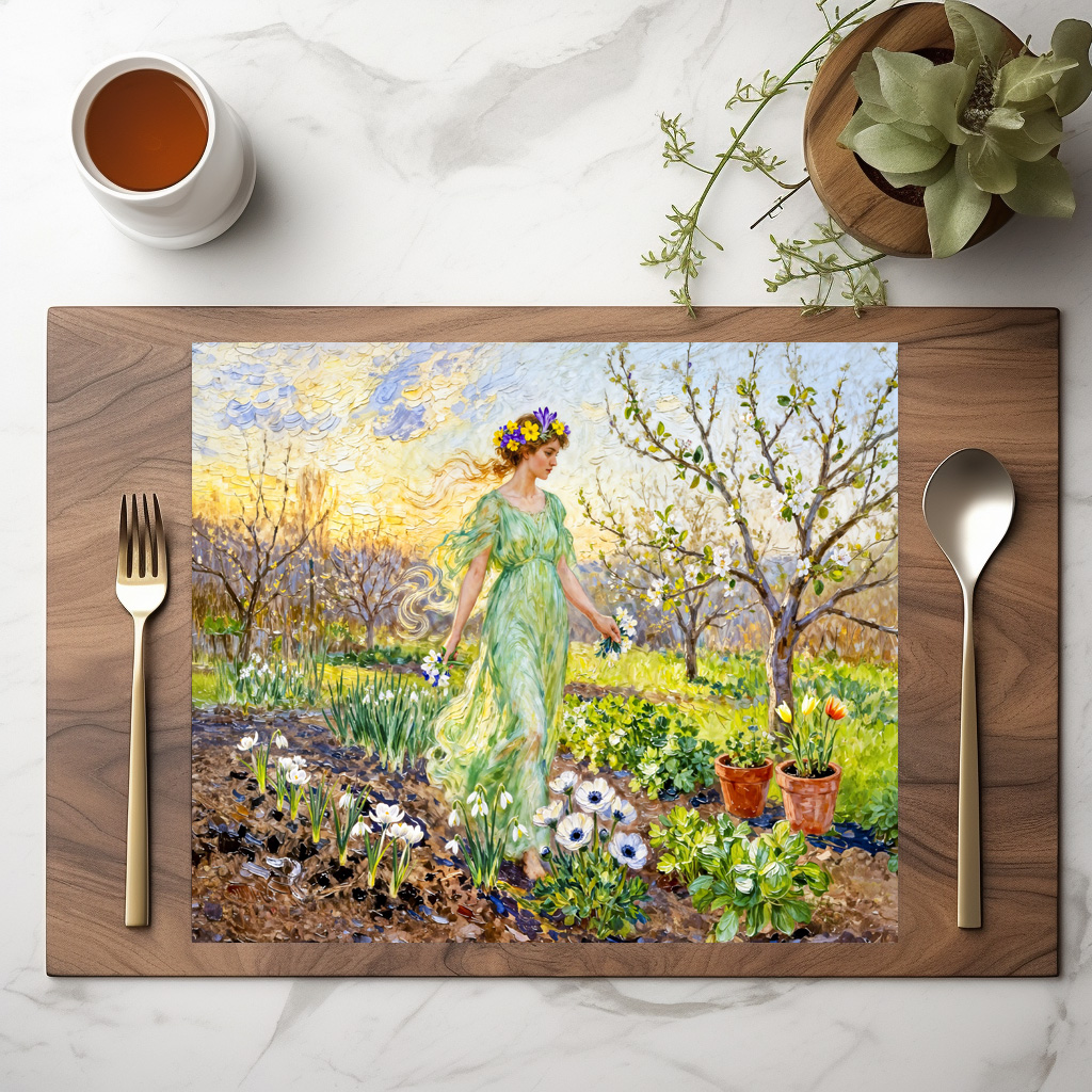 raxxa Premium-Tischset: Greek Goddess Chloris Spring Garden