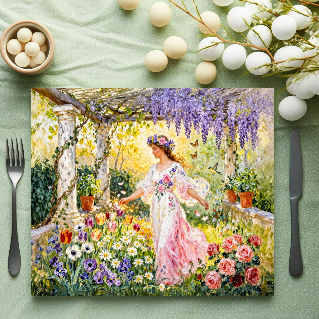 raxxa Premium-Tischset: Greek Goddess Flora in Garden – Image 3
