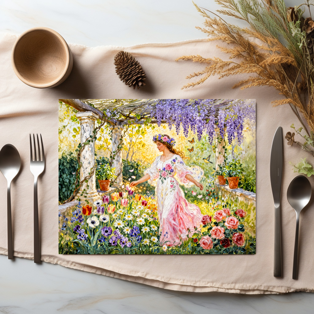 raxxa Premium-Tischset: Greek Goddess Flora in Garden – Image 2