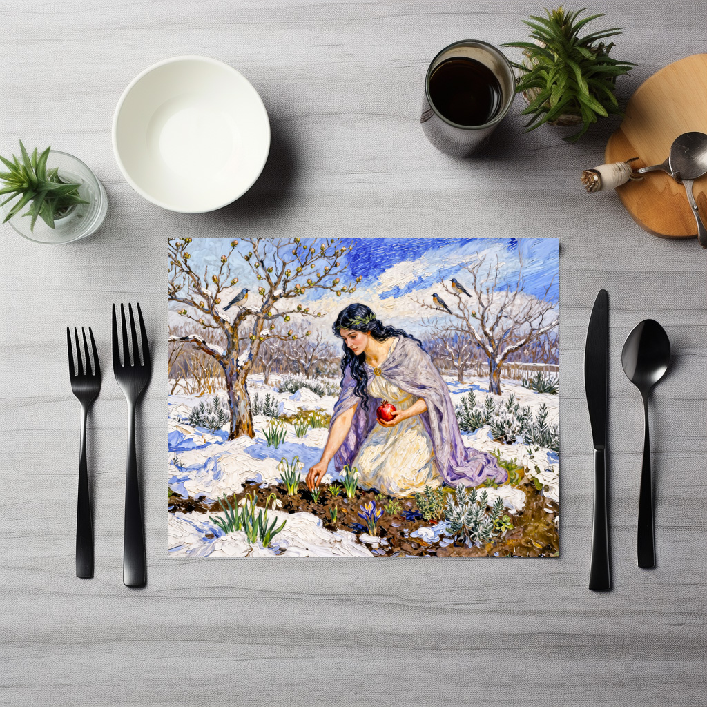 raxxa Premium-Tischset: Greek Goddess Persephone Early Spring