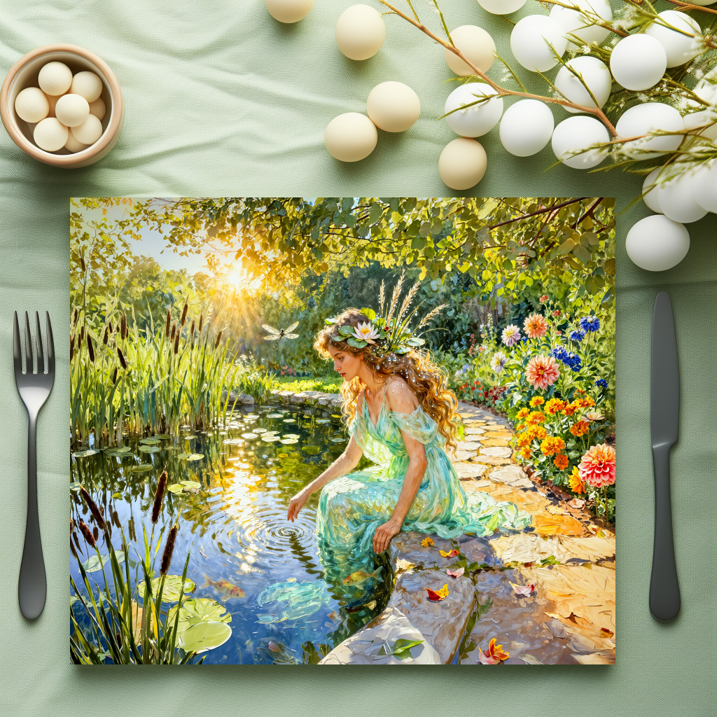 raxxa Premium-Tischset: Greek Goddess Naiade Garden Pond – Bild 3