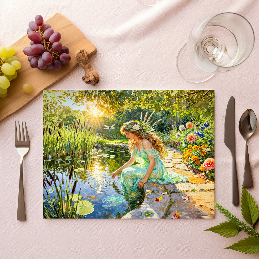 raxxa Premium-Tischset: Greek Goddess Naiade Garden Pond