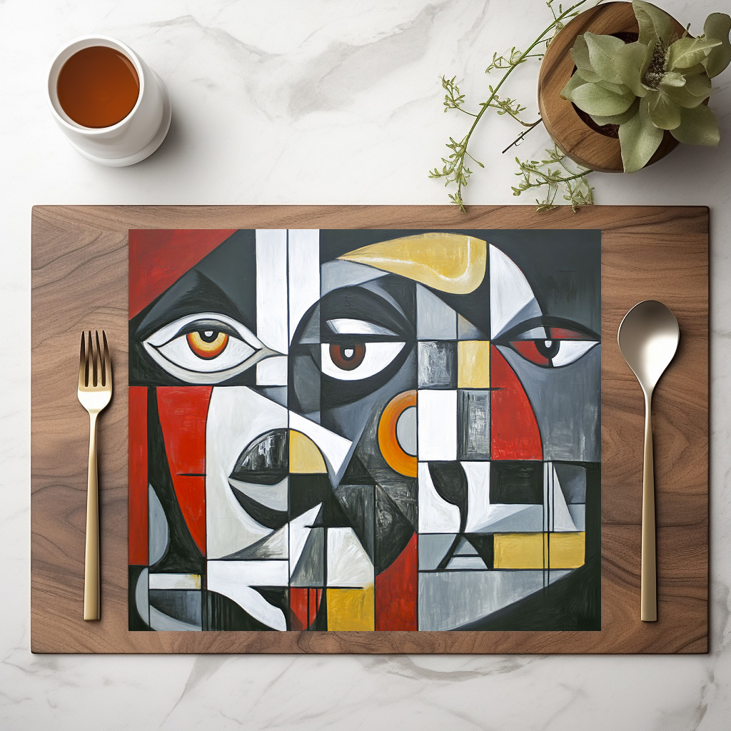 raxxa Premium-Tischset: Cubist Modern Face Geometry – Bild 3