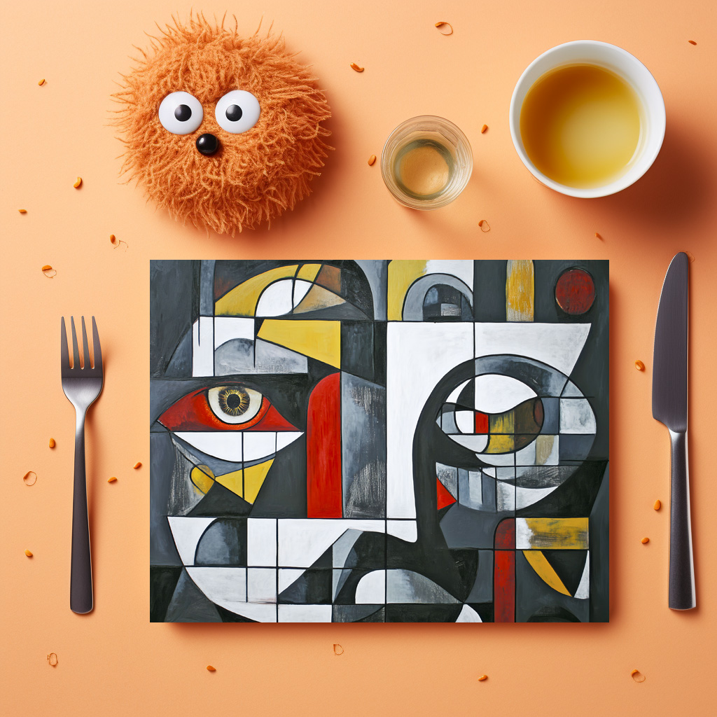 raxxa Premium-Tischset: Modern Cubist Face Abstraction – Bild 2