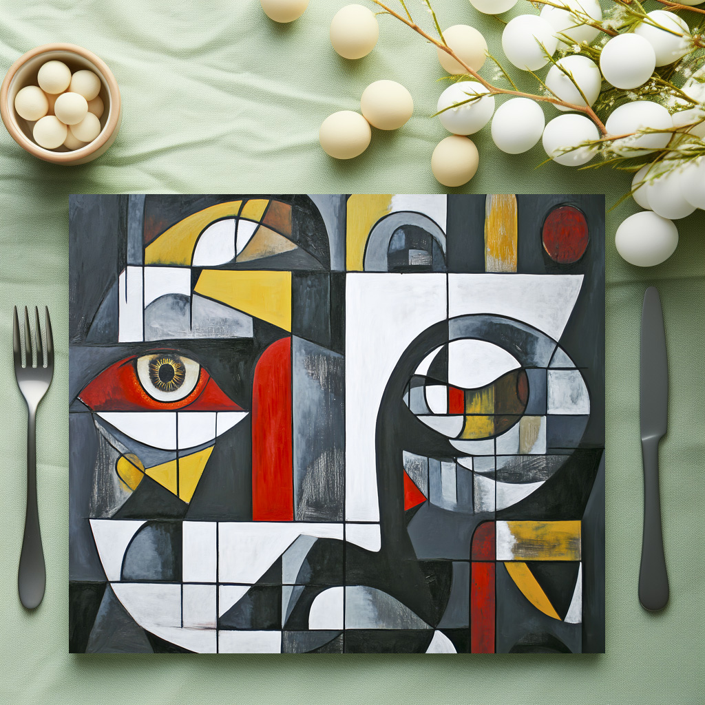 raxxa Premium-Tischset: Modern Cubist Face Abstraction – Bild 3