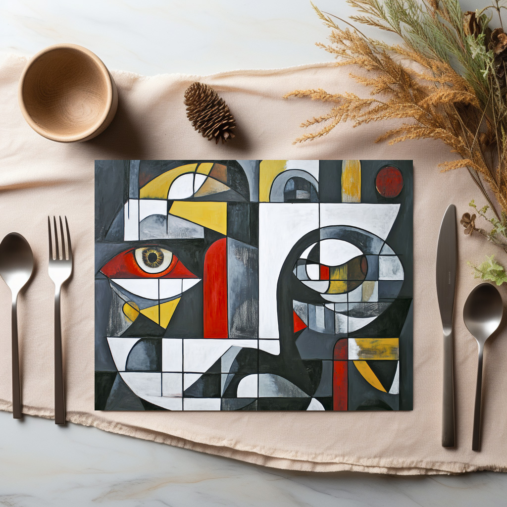 raxxa Premium-Tischset: Modern Cubist Face Abstraction