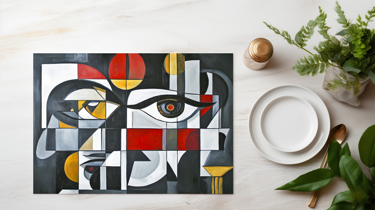 raxxa Premium-Tischset: Geometric Abstract Face Composition – Image 3
