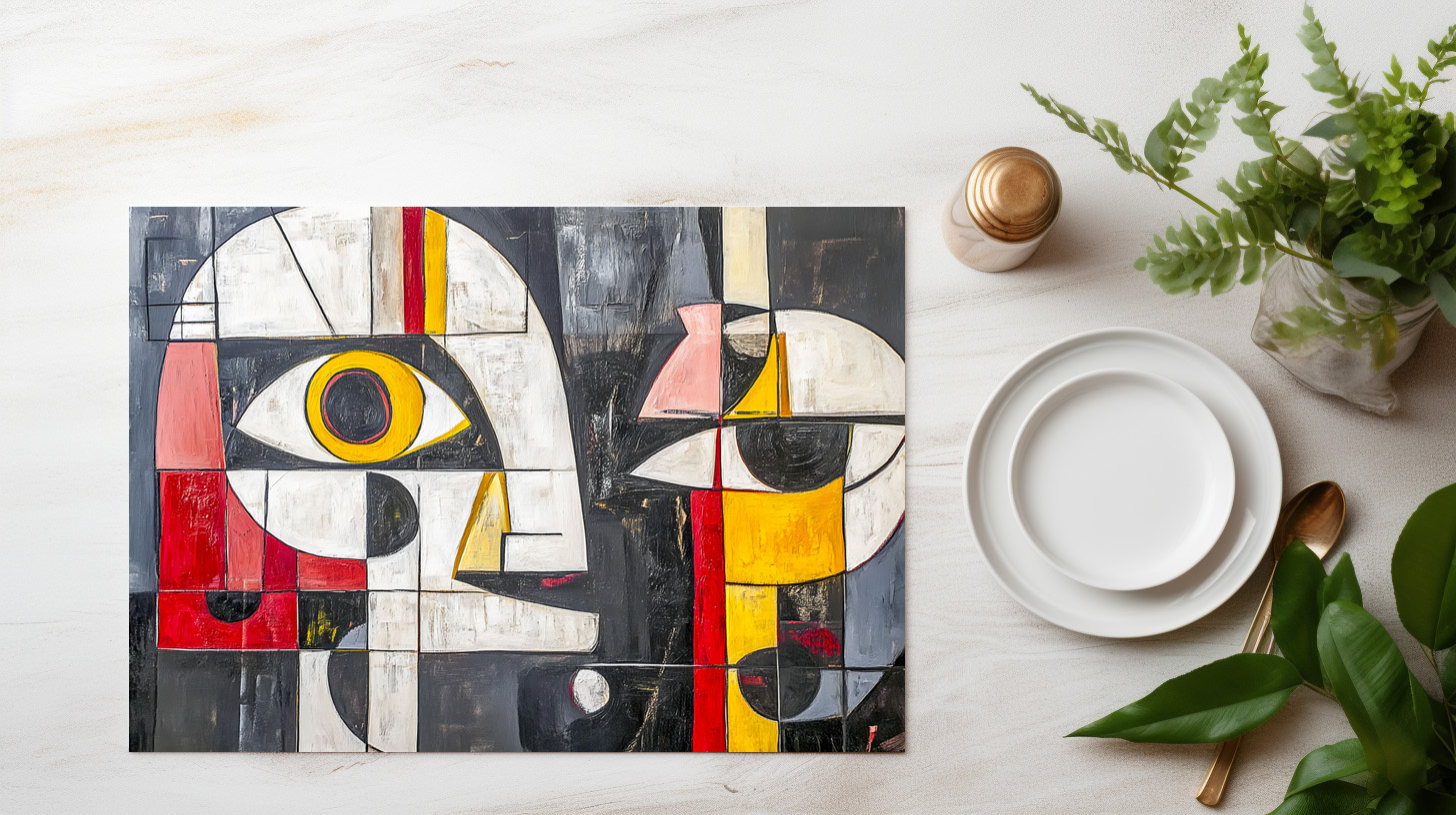 raxxa Premium-Tischset: Abstract Fragmented Face Design – Bild 2