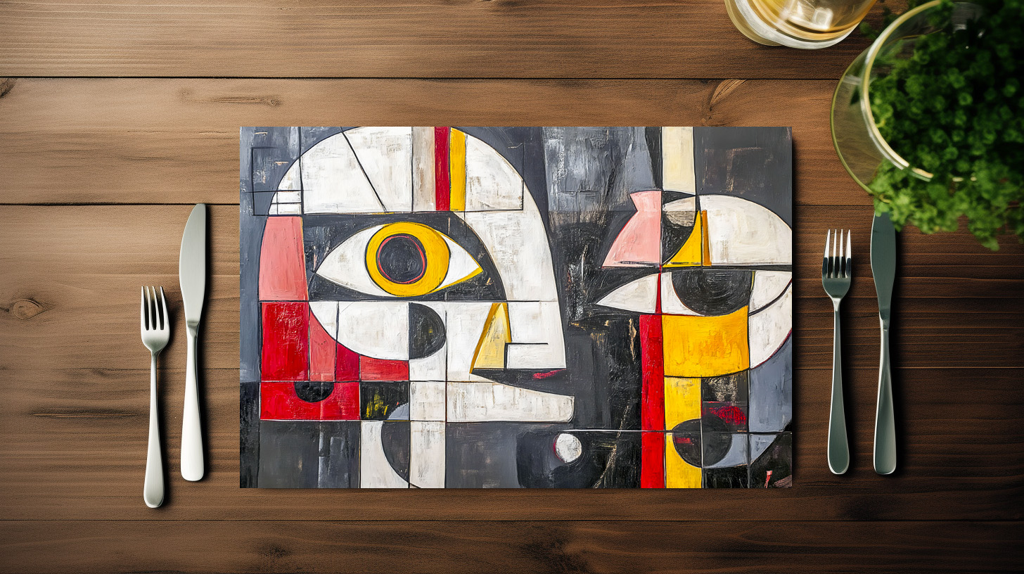raxxa Premium-Tischset: Abstract Fragmented Face Design – Bild 3