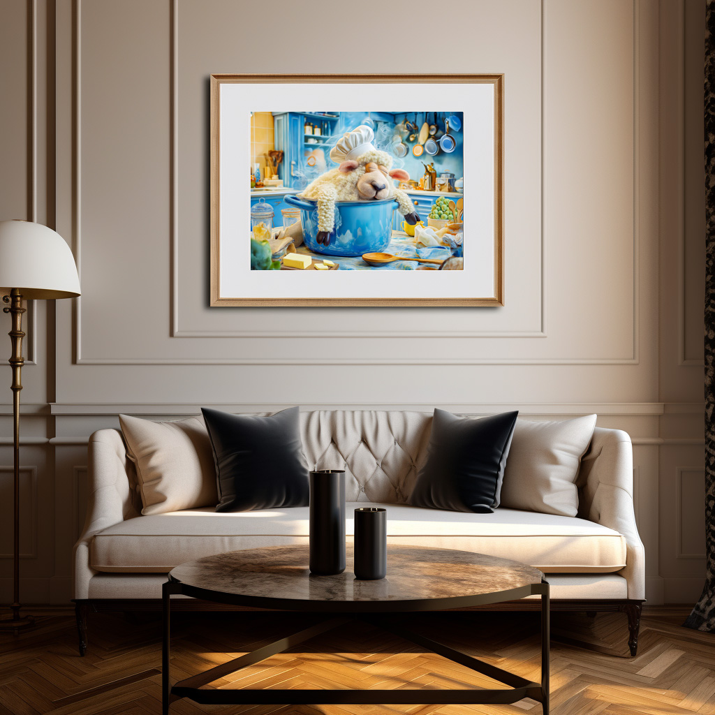 Poster: Chef sheep sleeping in cooking pot – Bild 3