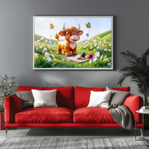 Poster: Cute 3D Taurus Zodiac Picnic