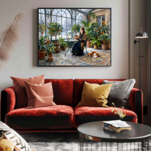 Poster: Cozy Winter Orangery with Cavalier Spaniel