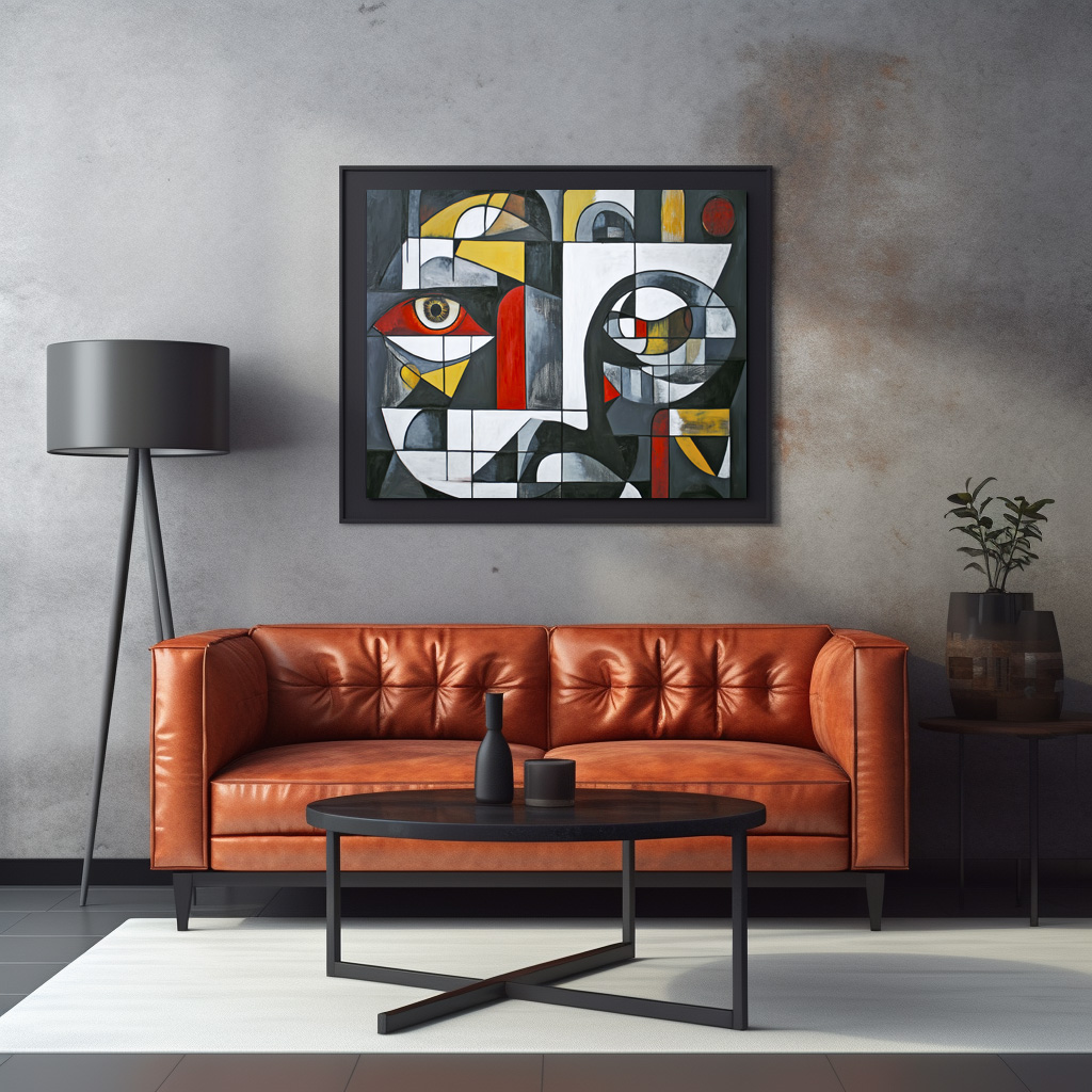 Poster: Modern Cubist Face Abstraction