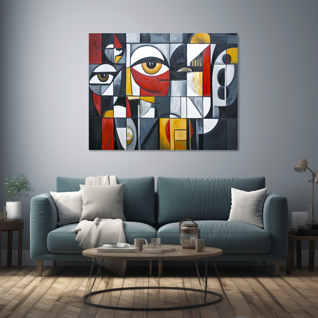 Poster: Geometric Cubist Portrait Abstract – Bild 2