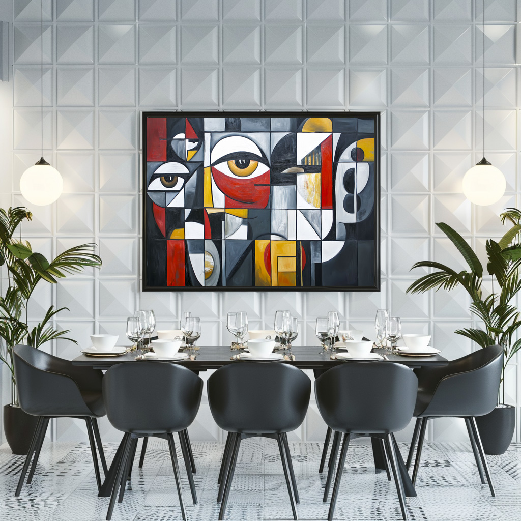 Poster: Geometric Cubist Portrait Abstract – Bild 3