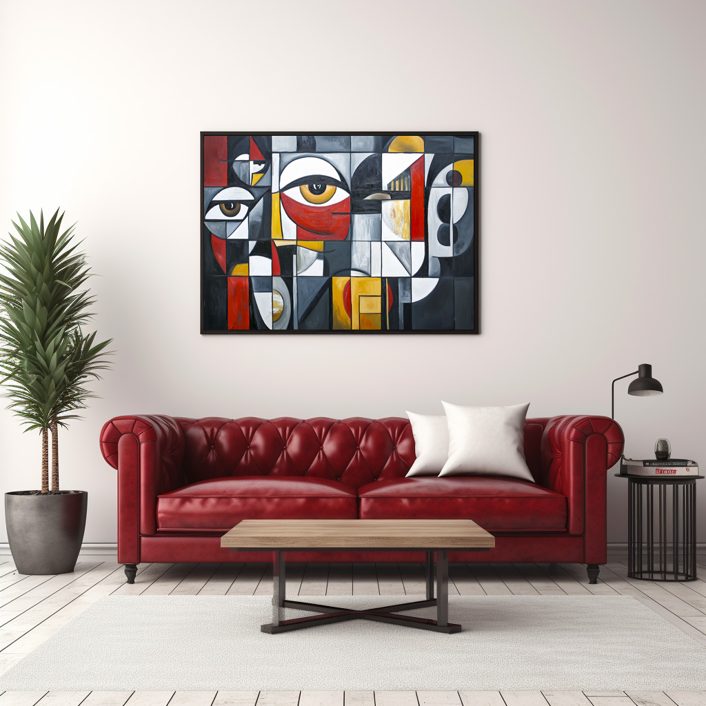 Poster: Geometric Cubist Portrait Abstract