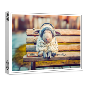 raxxa Premium-Puzzle: Sheep napping with headphones bench