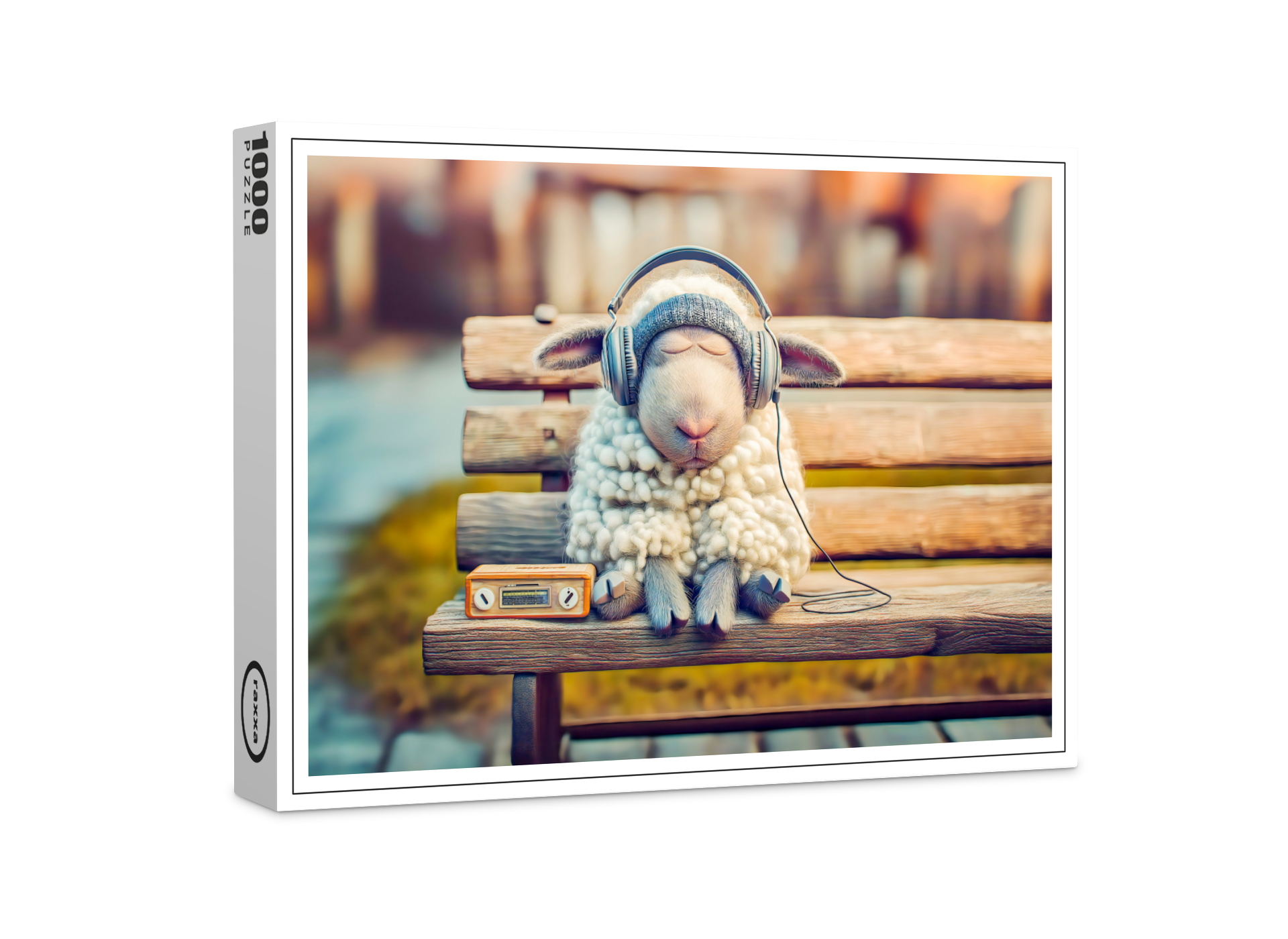 raxxa Premium-Puzzle: Sheep napping with headphones bench