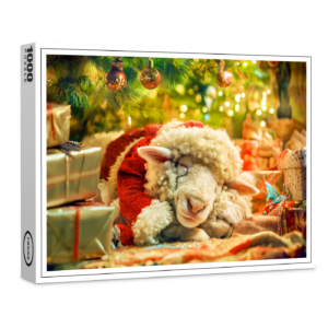 raxxa Premium-Puzzle: Sleeping sheep under Christmas tree lights